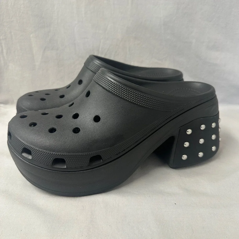 Crocs Siren Studded Platform Clog‎ Mule Black Mens Size 11 Goth Bratz